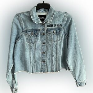 Harry Potter Women's Denim Jacket Deathly Hollows Master of Death Crop Medium